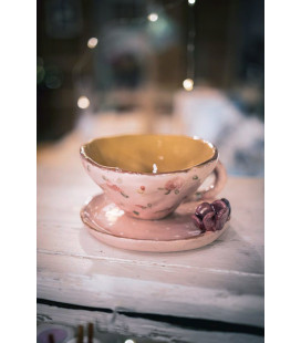 Ceramiche Incantate - Tazza delle dolci Rose (piattino incluso)